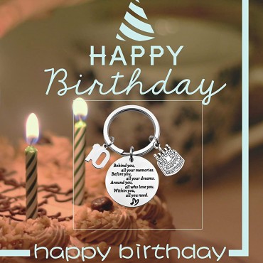 BEKECH Birthday Keychain 18th 30th 40th 50th Birthday Gift Behind You All Memories Before You All Your Dream - BZOCOB6UY