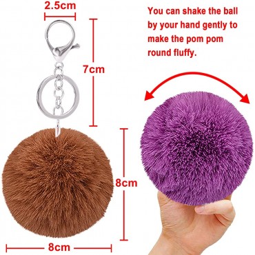 BQTQ 18 Pieces Pom Pom Keychain Rabbit Faux Fur Pom Pom Balls Keychain Fluffy Pom Pom with Keychain Hooks for Women Girls Bag Accessories 18 Bright Colors - B8C2HB8LZ