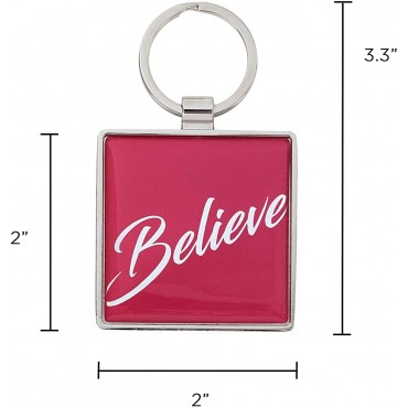 Christian Art Gifts Metal Epoxy Keyring for Women and Men: Believe With God all Things are Possible Matthew 19:26 Inspirational Bible Verse Keychain of Faith 2 Square Red - BSAKKEW4N