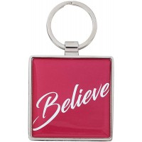 Christian Art Gifts Metal Epoxy Keyring for Women and Men: Believe With God all Things are Possible Matthew 19:26 Inspirational Bible Verse Keychain of Faith 2" Square Red - BSAKKEW4N