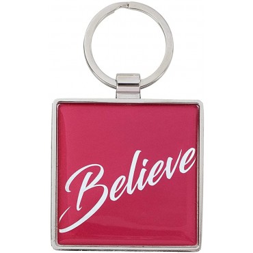 Christian Art Gifts Metal Epoxy Keyring for Women and Men: Believe With God all Things are Possible Matthew 19:26 Inspirational Bible Verse Keychain of Faith 2 Square Red - BSAKKEW4N