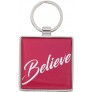 Christian Art Gifts Metal Epoxy Keyring for Women and Men: Believe With God all Things are Possible Matthew 19:26 Inspirational Bible Verse Keychain of Faith 2" Square Red - BSAKKEW4N