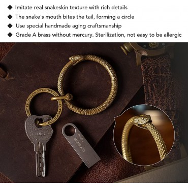COPPERTIST.WU Brass Snake Keychain for Men Car Keychain for Women Key Ring Snake Cool Keychains Original Handcrafted Design - BNSHQRG6R