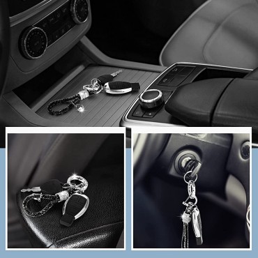 Crystal Bling Car Keychain for Women Glitter Rhinestone Keychain Ring Strap Keychain Accessories Car Key Decorations - BKLGO1FAM