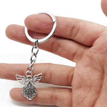 RONYOUNG 50PCS Silver Tone Guardian Angel Charm Keychain Key Ring 3.14 - BYF1FJQ52