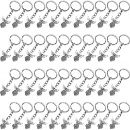 RONYOUNG 50PCS Silver Tone Guardian Angel Charm Keychain Key Ring 3.14 - BYF1FJQ52