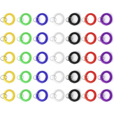 sansheng Pack of 70 Wrist Coil Keychain,Wrist Coil Key Ring,Stretchable Coil Keychain Bracelet,Plastic Coil Wrist Keychains7 Colours - BXJTOPWWL