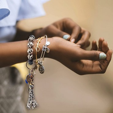 Silicone Keychain Bracelet for Women Beaded Keyring Wristlet House Car Keys Ring Holder with Gift Box - BB7MFNCZV