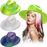 3 Pieces Holographic Cowboy Hat Metallic Western Cowgirl Rave Hat Costume Accessories for Party Dress Up Accessories Bright Color - BGUQL4XS0