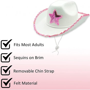 4E's Novelty Cowboy Hat with Heart Shaped Sunglasses Felt Cowgirl Hat for Women & Men Western Party Hat Accessories - BKDHHAL2H