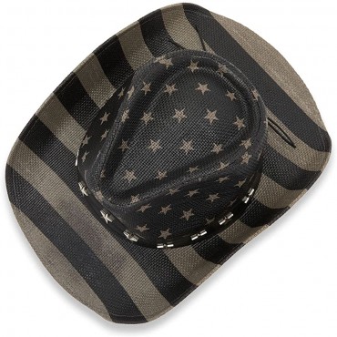 American Flag Cowboy Hat for Men and Women Western Costume Grey Unisex - B6E1NYSH3