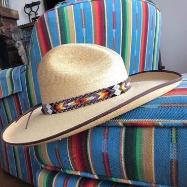 Beaded Hat Band Cowboy Western Hatbands Rodeo Style Leather Ties Black Gray and Multi Color Hats Accessories Handmade in Guatemala 7 8 x 21 Inches - B4BHXX4JE