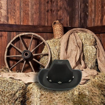 Black Cowboy Hat for Men Women Adults Teens Felt Studded Cowgirl Hat for Women Western Party Cowboy Costume Hat - BNUWSY32K