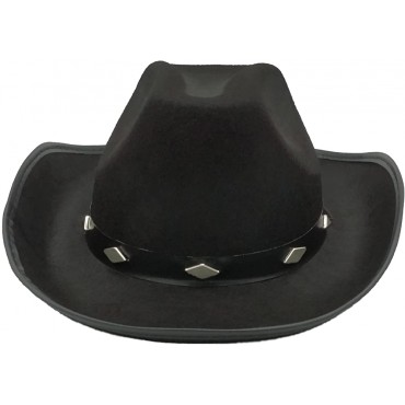 Black Cowboy Hat for Men Women Adults Teens Felt Studded Cowgirl Hat for Women Western Party Cowboy Costume Hat - BNUWSY32K