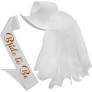 Bride Cowboy Hat with Veil & Sash White Cowgirl Hat for Women for Bachelorette Party Bridal Shower by 4E's Novelty - B2OOMY1CU