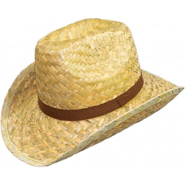 Country Western Straw Cowboy Hat with Ribbon Hatband for Men or Women - BYINRW8DN