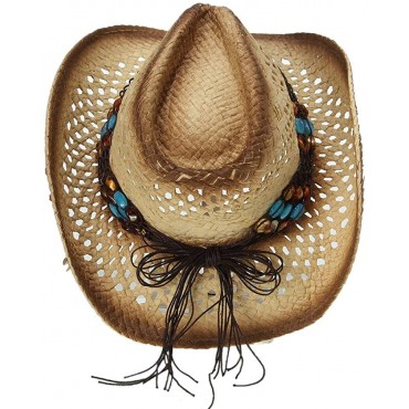 EOZY Straw Cowboy Hat Western Outback Sun Hat for Men Women Fashionable Wide Birm Fedora Hat | Boho Beach Hat Yellow - B272Z2947