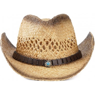 Figuat Sombreros Cowboy Hat for Men Women Sun Hat Straw Brown - BMVAVG132