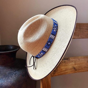 Hat Band Hatbands for Men and Women Leather Straps Cowboy Hats Accessories White Blue Paisley Handmade in Guatemala 7 8 Inches x 21 Inches - BO0KHNAC2