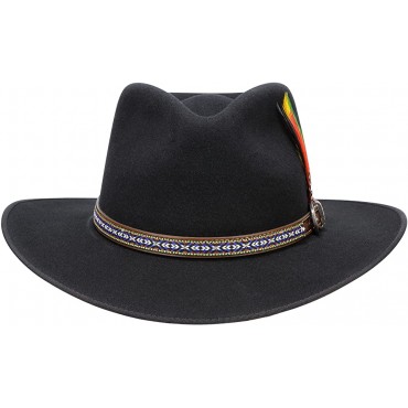 MIX BROWN Cowboy Cowgirl Hat Western Outback Style Crushable Wool Felt Hat Water-Repellent with Leather Band for Men Women - BWSONDZ9F