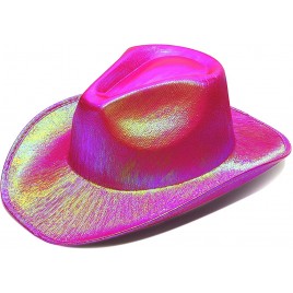 Neon Sparkly Glitter Space Cowboy Hat Fun Metallic Holographic Party Disco - BMW2VD1MV