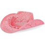 Pink Cowboy Hat for Women Straw Beach Hat Adult Size - BBTEKWFH3