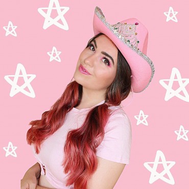Preppy Pink Cowgirl Hat for Women and Teenage Girls As Party Cowboy Hats with Pink Glasses - BNZKIL7GT