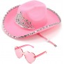 Preppy Pink Cowgirl Hat for Women and Teenage Girls As Party Cowboy Hats with Pink Glasses - BNZKIL7GT