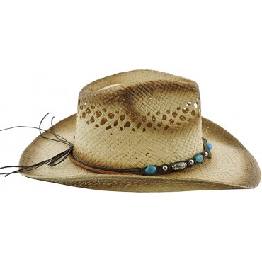 Straw Cowboy Hat Cowgirl Hats Men Women Sun Hat Sombreros Vagueros Classic Western Accents Sombreros - BCFP0ZPT7