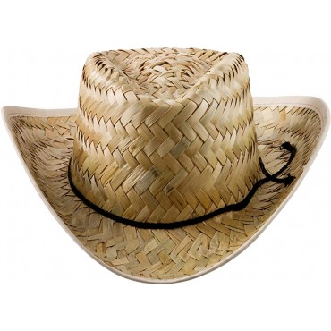 Straw Cowboy Hats Pack of 2 Cowboy Cowgirl Western Themed Costume Accessory Men Women Sun Party Hat Theme Party Supplies Favor and Play Dress-Up Adult Size - B8Q7AWPJR