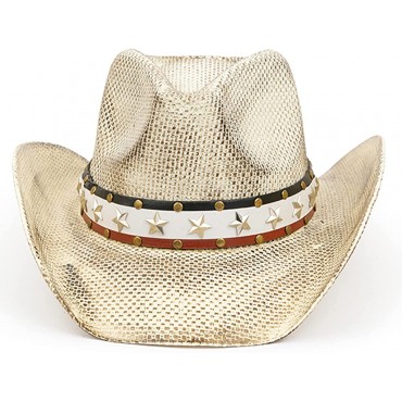 TOVOSO American Flag Cowboy Cowgirl Hat with Shape-It Brim for Men or Women Vintage Stars and Stripes - B2VAJXBDT
