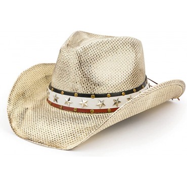 TOVOSO American Flag Cowboy Cowgirl Hat with Shape-It Brim for Men or Women Vintage Stars and Stripes - BWT8F67CQ