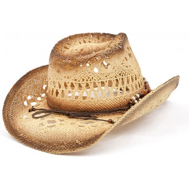 TOVOSO Straw Cowboy Hat for Women and Men with Shape-It Brim Western Cowboy Hat - BZGYOZSU0
