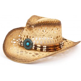 TOVOSO Straw Cowboy Hat for Women and Men with Shape-It Brim Western Cowboy Hat - BZGYOZSU0