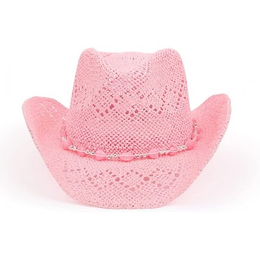 TOVOSO Straw Pink Cowgirl Hat for Women Shapeable Spring and Summer Pink Cowboy Hat - BP088RPS8