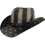 Vintage Patriotic USA American Flag Stars and Stripes Western Cowboy Hat for Men or Women Shapable Brim - B8IWGOEW8