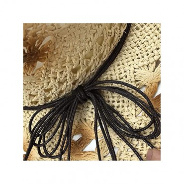 Western Cowboy Straw Hat Vintage Beach Men & Women's Woven Straw-Hat Wide Brim Cowgirl Hat - BHDVKE8JS