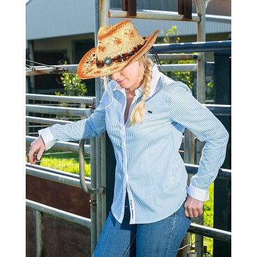 Zhanmai Woven Straw Cowboy Cowgirl Hat 2 Pieces Wide Cowboy Hats for Women Men and Women's Cowboy Hats for Clothing Costume - B6XVM9A9F