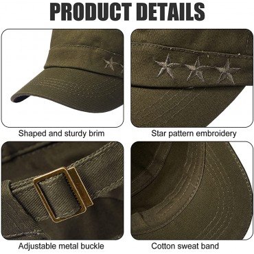 3 Pack Men's Cotton Military Caps Cadet Army Caps Embroidered Star Military Hats for Men Solid Patrol Cap Flat Top Hats - BDVRIGP1T