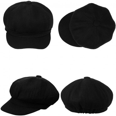 3 Pieces Newsboy Cap Adjustable Visor Beret Soft 8 Panel Vintage Cabbie Hat Octagonal Cap - B84FS4TLA