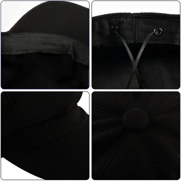 ALANGDUO 8 Panels Newsboy Cap for Women Cabbie Fiddler Octagonal Paperboy Hat Cotton Wool with Visor - BRI2P2U77