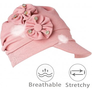 Bohend Slouchy Brimmed Cap Flower Elastic Turban Headwear Hair Loss Headband for Women and Girls - BM8IZMWII