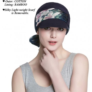 Breathable Bamboo Lined Cotton Hat and Scarf Set for Women - B2GYNZIAO
