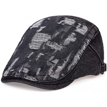 BRU-URB Fashion Cowboy Hats for Men Women Retro Denim Newsboy Hat Unisex Casual Cotton Beret Cap Adjustable Flat Cap - B8RW480TW