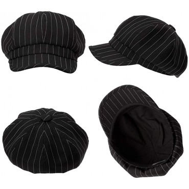 Casual Summer Spring Newsboy Caps for Women Striped Print Cotton Elegant Adjustable Berets Hats - BE9FTHU4M