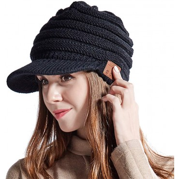 CHEZBABY Women Men Bluetooth Newsboy Cabbies Beret Winter Beanie Warm Cotton Painter Crochet Knit Visor Hats with Brim - BKVDCOOGK