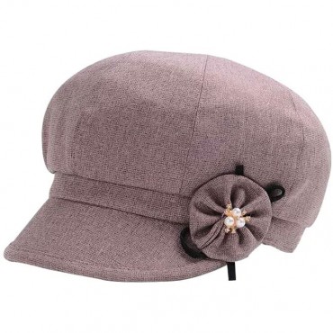 ColorSun Winter Classic Retro Visor Newsboy Cabbie Cap Beret Hats with Flower Buckle for Woman Ladies - BWUGKZGNJ