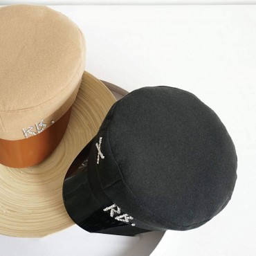 DOSOMI Women's Breton Style Paperboy Cabbie Hat Fashionable Visor Beret Cap Wool Blend Peaked Visor Beret Hat for Ladies - BGG2S7SA1