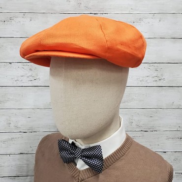 Emstate Linen 8 Panel Applejack Newsboy Cap Made in USA Many Solid Colors and Patterns - BR9630P7F