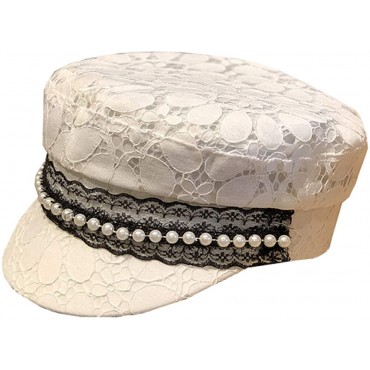 Fashion Newsboy Cap for Women's Breathable Lace Lady Fiddler Cap Elegant Pearl Autumn Gatsby Pageboy Hat - B194D0MU6